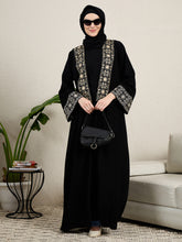 2 Piece Embroidered Black Shrug Set Abaya with Black Hijab